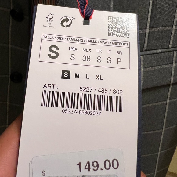 Mens Zara grey checked jacket size small - Picture 5 of 5